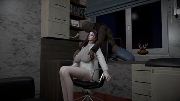 在 3D 色情片中，丰满的女孩被大黑鸡巴操